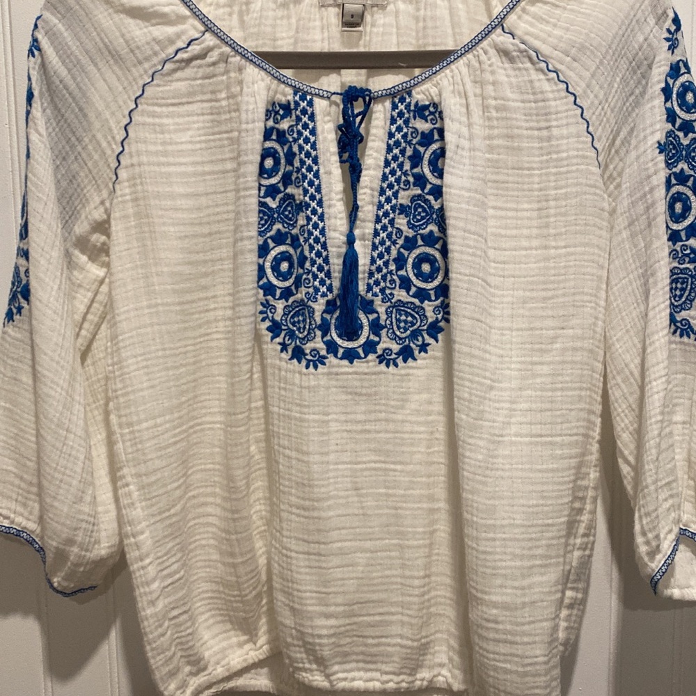 J. Crew size small embroidered top. Size small